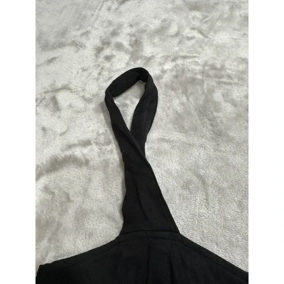 Free People Halter Top Women's Size Large Black One Shoulder Stretch Tie Off EUC - Picture 3 of 10
